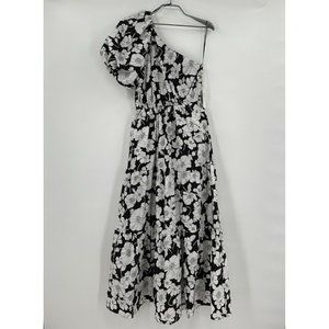 Hyacinth House by Tuckernuck Black Floral One Shoulder Maureen Maxi Dress sz XS